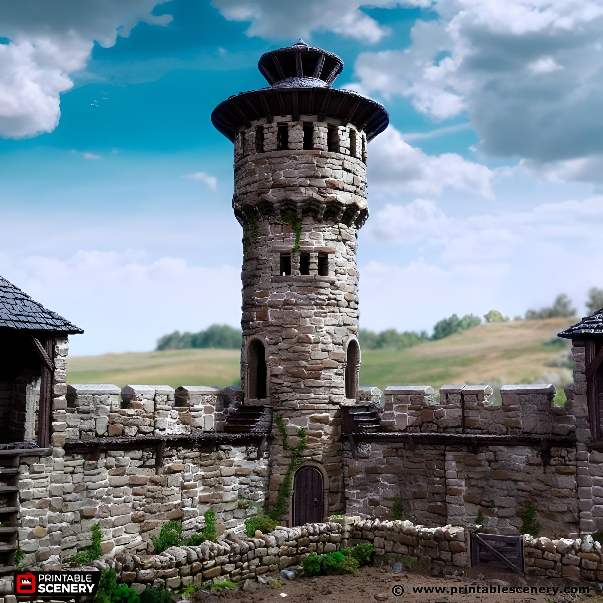 Kings Round Tower. King and Country, 15mm, 28mm, 32mm - Printable Scenery | 28mm and 32mm | Wargaming | DnD | Tabletop Roleplaying