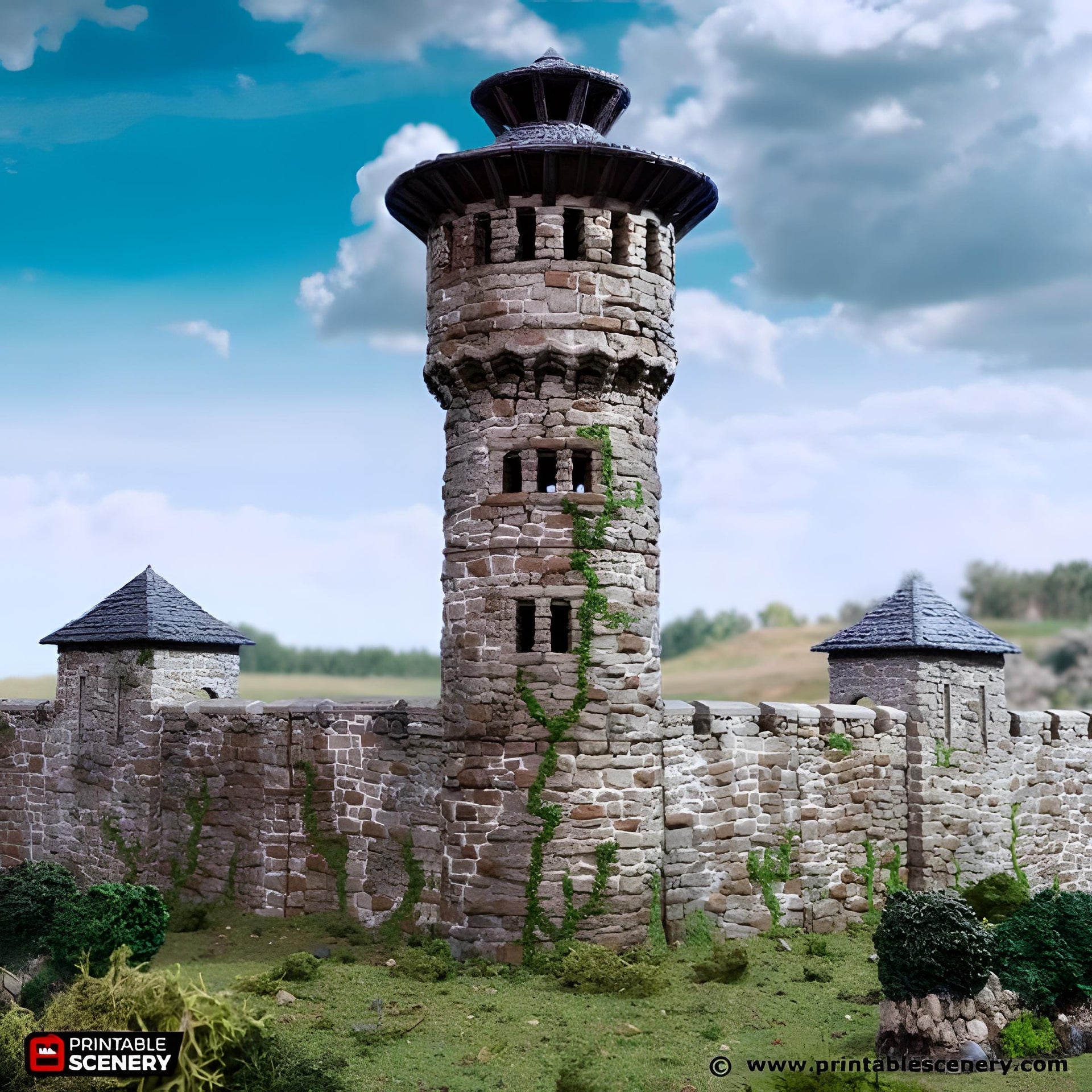 Kings Round Tower. King and Country, 15mm, 28mm, 32mm - Printable Scenery | 28mm and 32mm | Wargaming | DnD | Tabletop Roleplaying