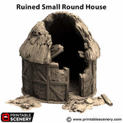 Ruined Small Round House. King and Country, 15mm, 28mm, 32mm - Printable Scenery | 28mm and 32mm | Wargaming | DnD | Tabletop Roleplaying