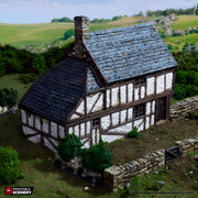 Wattle and Daub Hollyhock Cottage. King and Country, 15mm, 28mm, 32mm - Printable Scenery