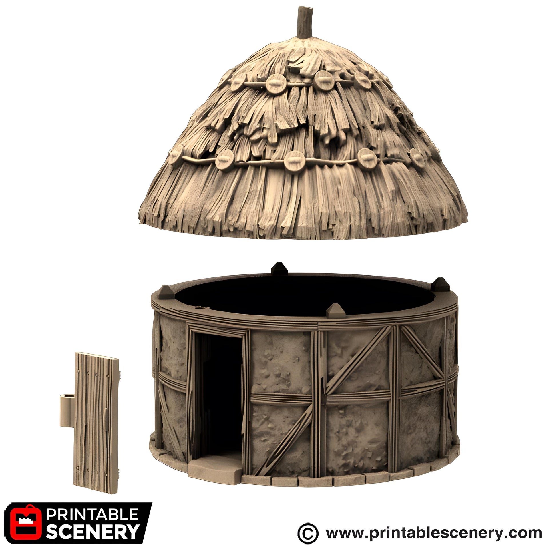 Small Round House. King and Country, 15mm, 28mm, 32mm - Printable Scenery | 28mm and 32mm | Wargaming | DnD | Tabletop Roleplaying