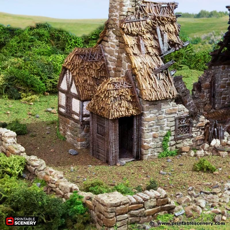 Ruined Country Manor. King and Country, 15mm, 28mm, 32mm - Printable Scenery | 28mm and 32mm | Wargaming | DnD | Tabletop Roleplaying