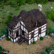 Wattle and Daub Barlyway Cottage. King and Country, 15mm, 28mm, 32mm - Printable Scenery