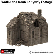 Wattle and Daub Barlyway Cottage. King and Country, 15mm, 28mm, 32mm - Printable Scenery