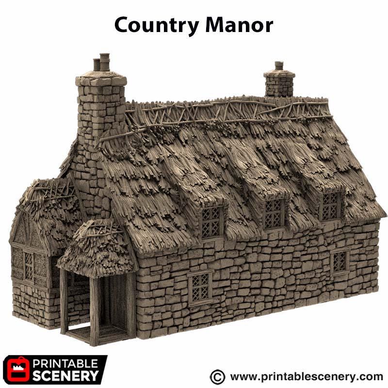 Country Manor. King and Country, 15mm, 28mm, 32mm - Printable Scenery | 28mm and 32mm | Wargaming | DnD | Tabletop Roleplaying