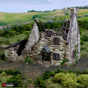 Ruined Crow Cottage. King and Country, 15mm, 28mm, 32mm - Printable Scenery | 28mm and 32mm | Wargaming | DnD | Tabletop Roleplaying