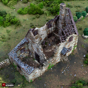 Ruined Crow Cottage. King and Country, 15mm, 28mm, 32mm - Printable Scenery | 28mm and 32mm | Wargaming | DnD | Tabletop Roleplaying