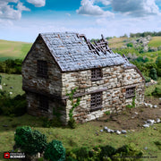 Ruined Hollyhock Cottage. King and Country, 15mm, 28mm, 32mm - Printable Scenery | 28mm and 32mm | Wargaming | DnD | Tabletop Roleplaying