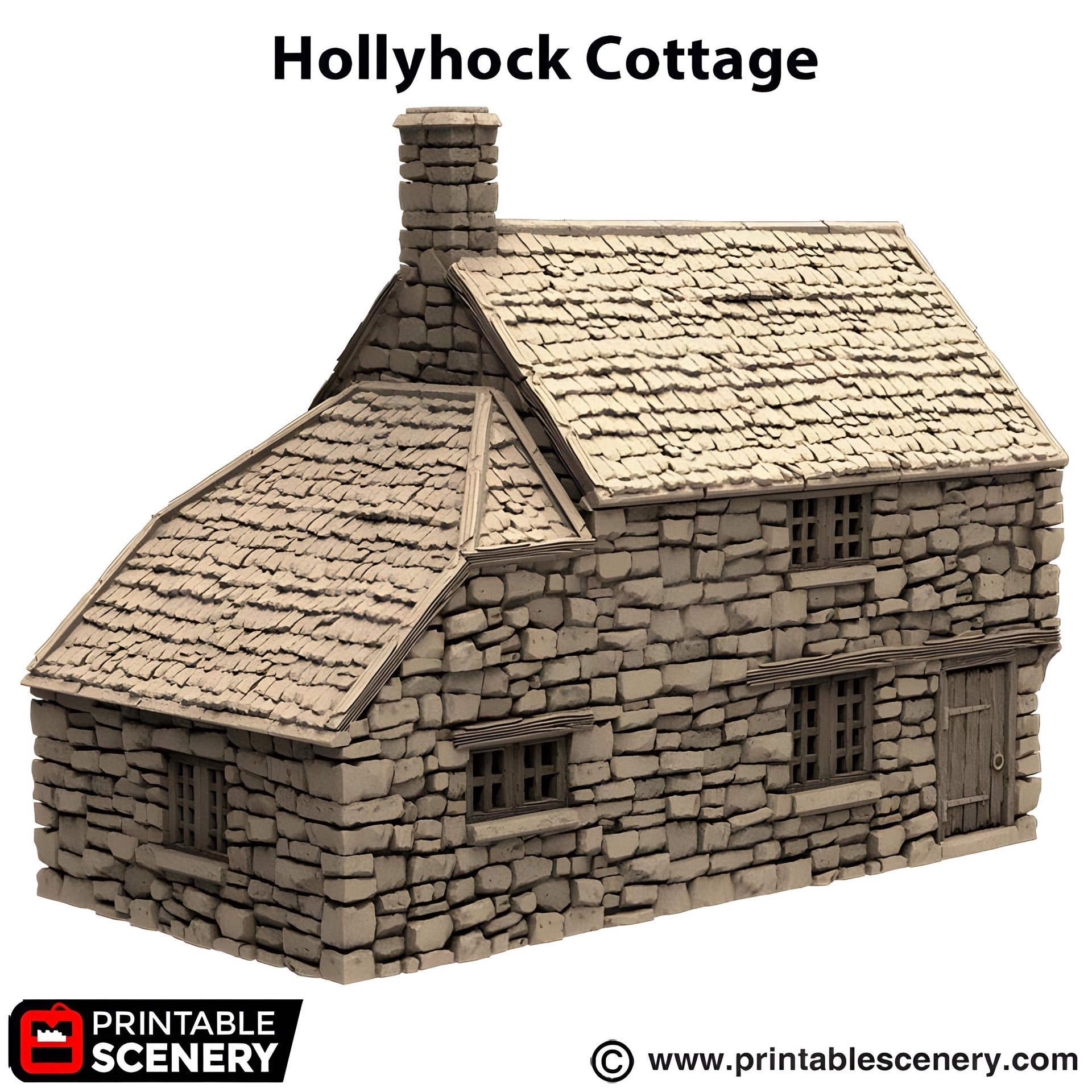 Hollyhock Cottage. King and Country, 15mm, 28mm, 32mm - Printable Scenery | 28mm and 32mm | Wargaming | DnD | Tabletop Roleplaying