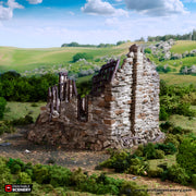 Ruined Barlyway Cottage. King and Country, 15mm, 28mm, 32mm - Printable Scenery | 28mm and 32mm | Wargaming | DnD | Tabletop Roleplaying