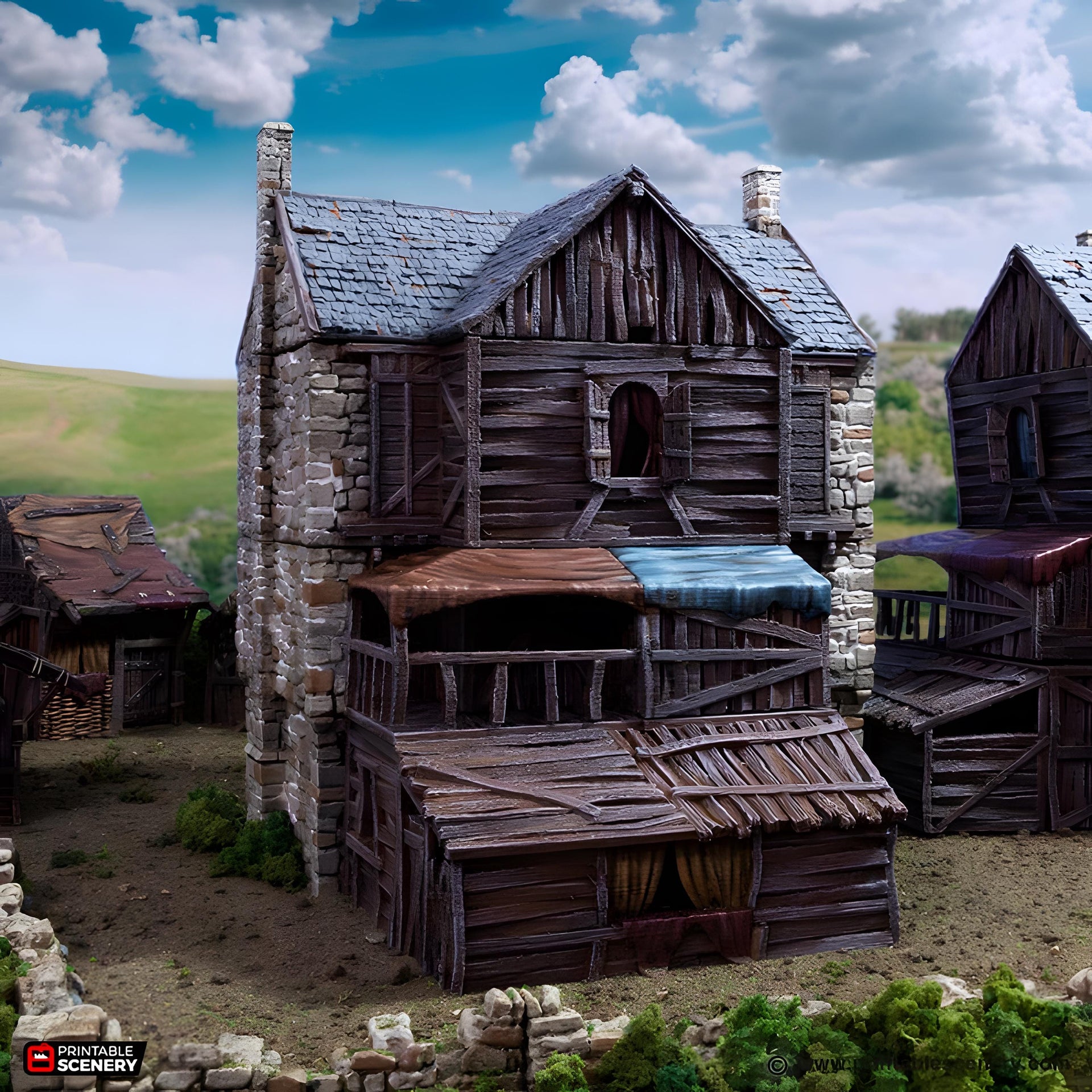 Slums of Flea Bottom 2. King and Country, 15mm, 28mm, 32mm - Printable Scenery | 28mm and 32mm | Wargaming | DnD | Tabletop Roleplaying