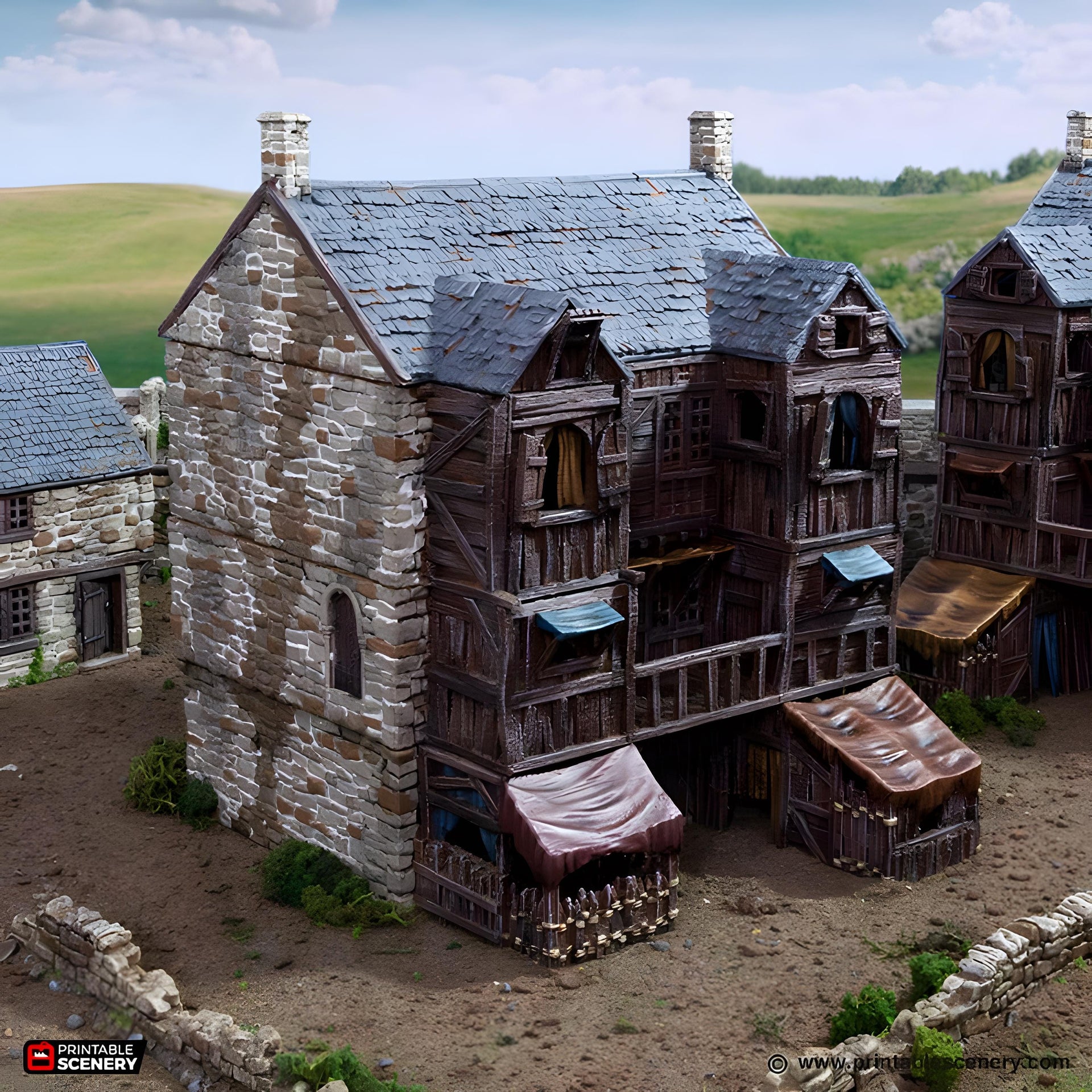 Slums of Flea Bottom 1. King and Country, 15mm, 28mm, 32mm - Printable Scenery | 28mm and 32mm | Wargaming | DnD | Tabletop Roleplaying