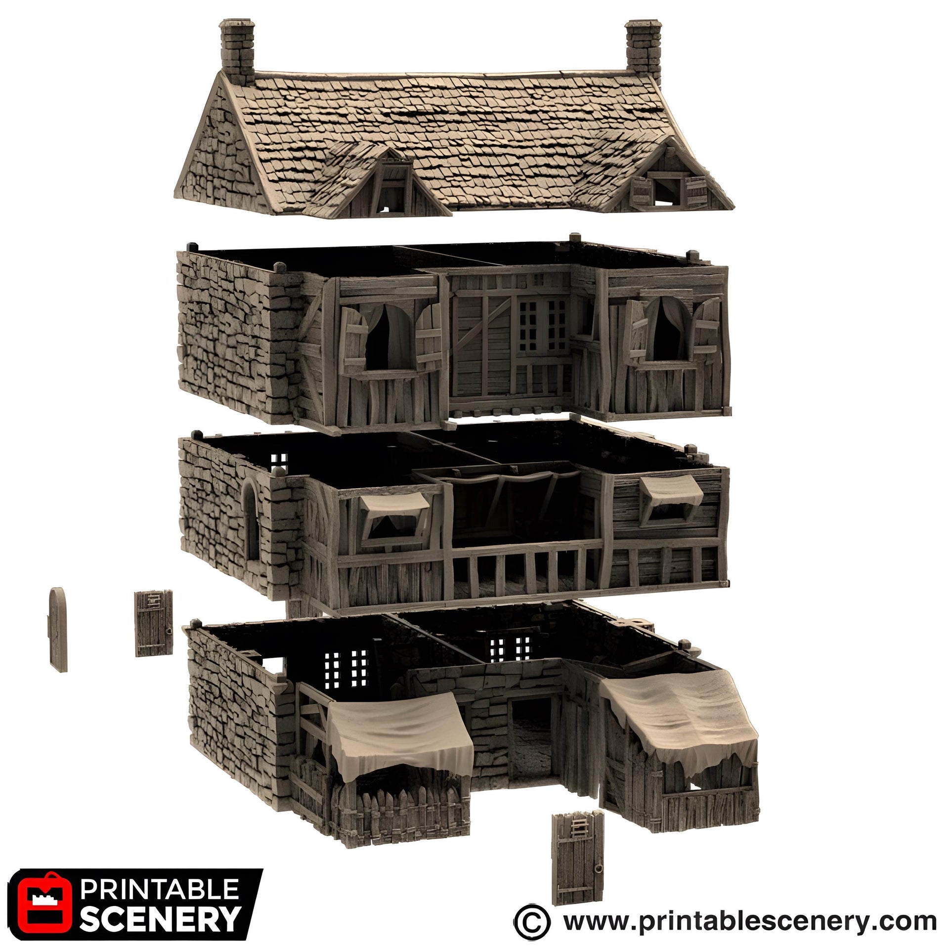 Slums of Flea Bottom 1. King and Country, 15mm, 28mm, 32mm - Printable Scenery | 28mm and 32mm | Wargaming | DnD | Tabletop Roleplaying