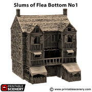 Slums of Flea Bottom 1. King and Country, 15mm, 28mm, 32mm - Printable Scenery | 28mm and 32mm | Wargaming | DnD | Tabletop Roleplaying