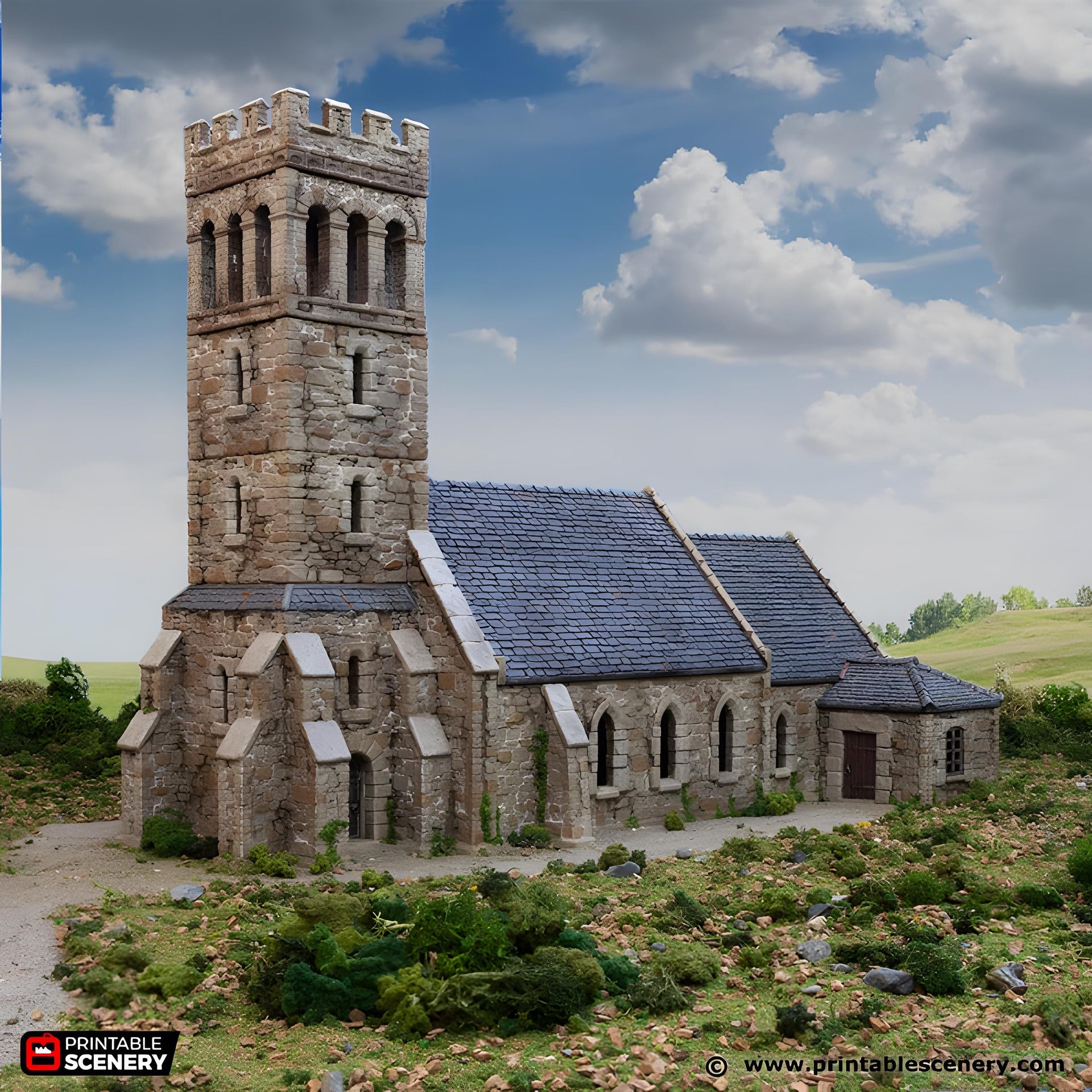 Norman Church. King and Country, 15mm, 28mm, 32mm - Printable Scenery | 28mm and 32mm | Wargaming | DnD | Tabletop Roleplaying