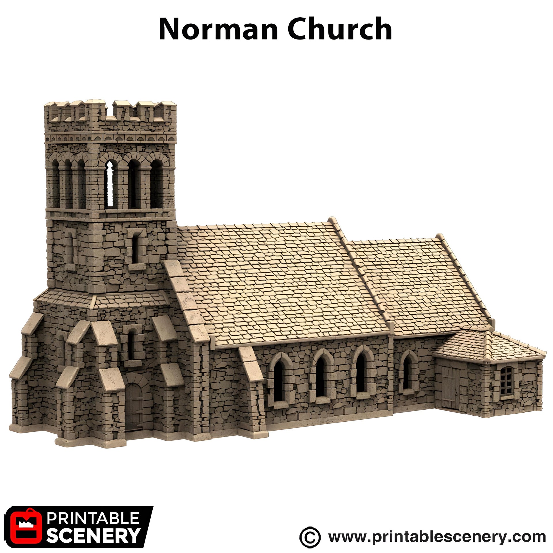 Norman Church. King and Country, 15mm, 28mm, 32mm - Printable Scenery | 28mm and 32mm | Wargaming | DnD | Tabletop Roleplaying