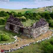 Ruined Highland Stone Barn. King and Country, 15mm, 28mm, 32mm - Printable Scenery | 28mm and 32mm | Wargaming | DnD | Tabletop Roleplaying