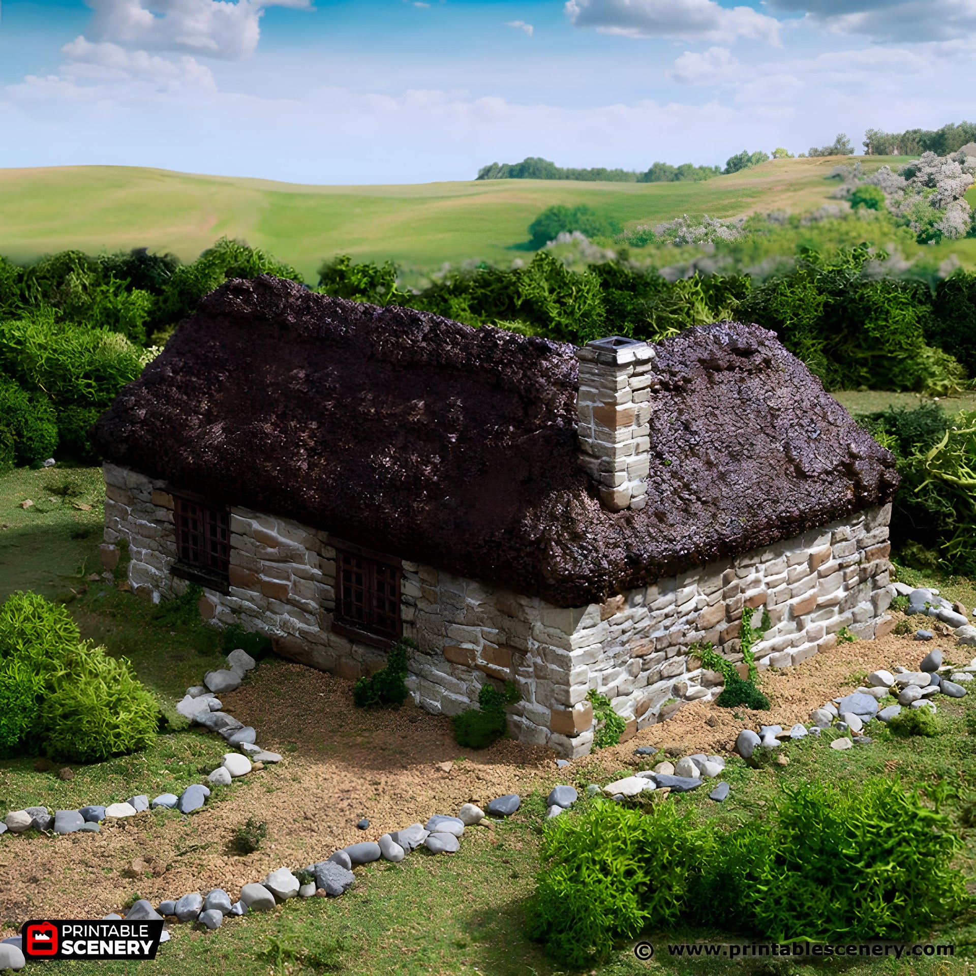 Highland Stone Barn. King and Country, 15mm, 28mm, 32mm - Printable Scenery | 28mm and 32mm | Wargaming | DnD | Tabletop Roleplaying
