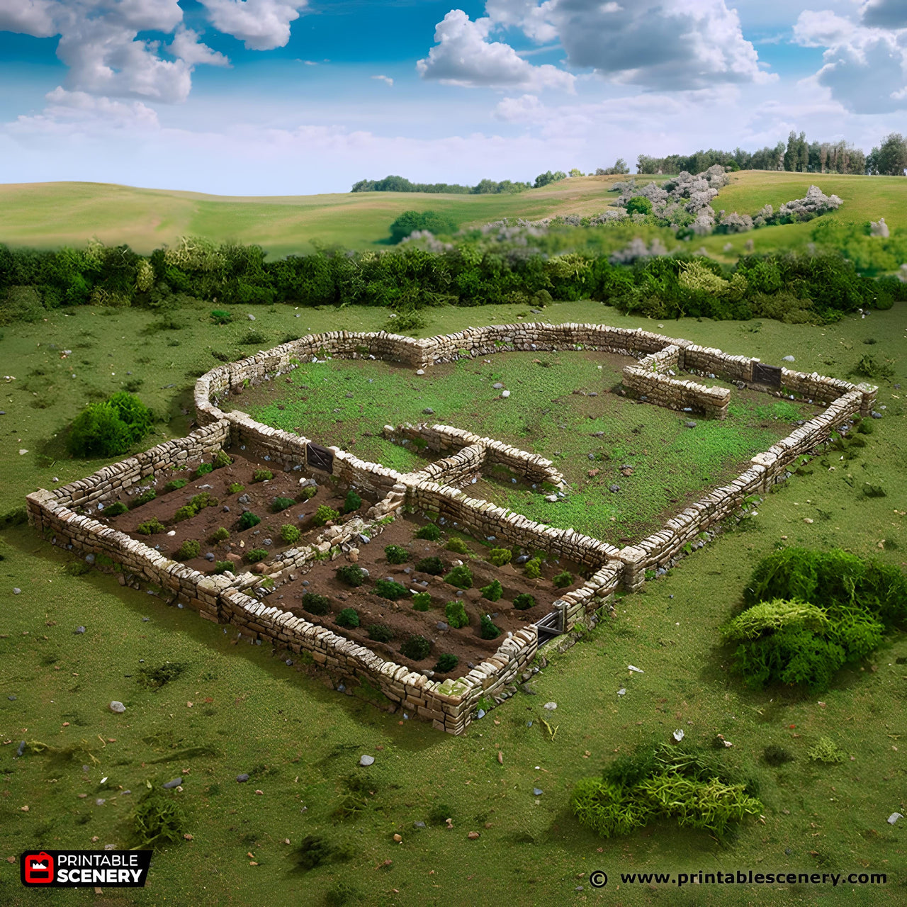 Country Low Wall. King and Country, 15mm, 28mm, 32mm - Printable Scenery | 28mm and 32mm | Wargaming | DnD | Tabletop Roleplaying