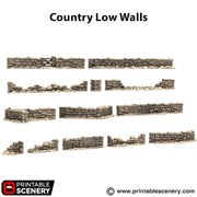Country Low Wall. King and Country, 15mm, 28mm, 32mm - Printable Scenery | 28mm and 32mm | Wargaming | DnD | Tabletop Roleplaying