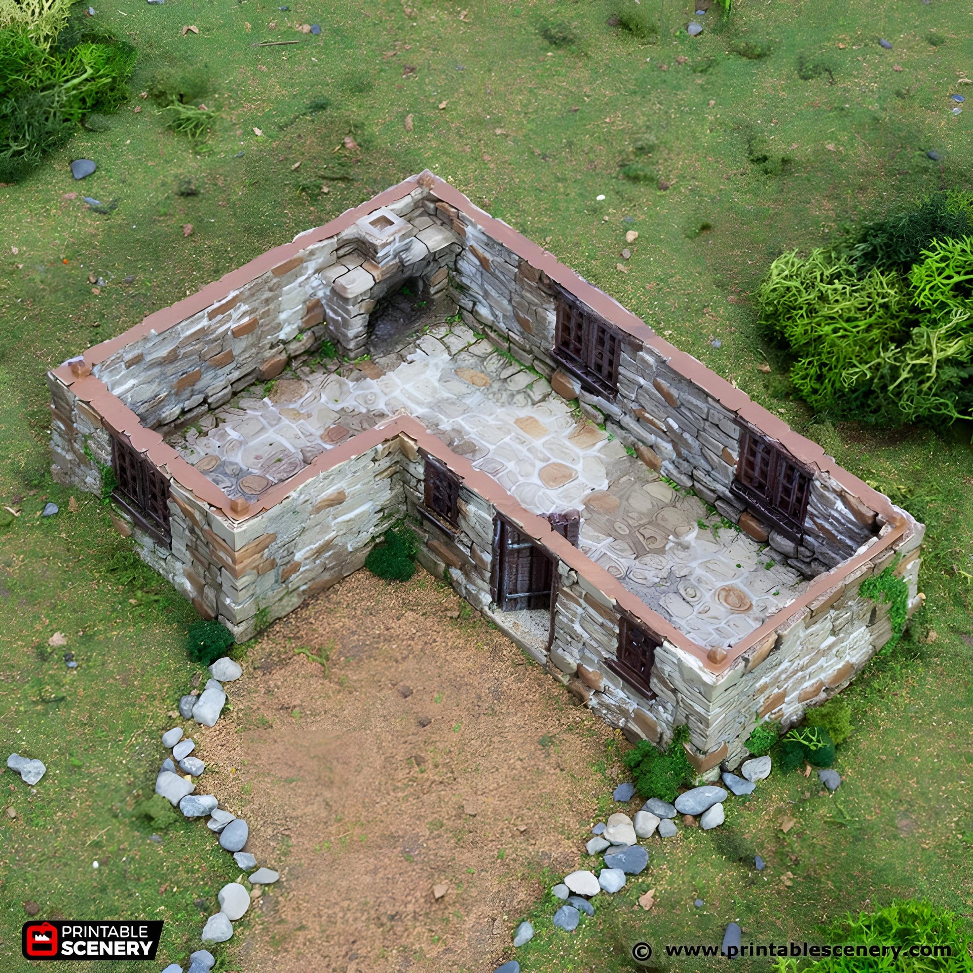 Highland Stone Barn. King and Country, 15mm, 28mm, 32mm - Printable Scenery | 28mm and 32mm | Wargaming | DnD | Tabletop Roleplaying