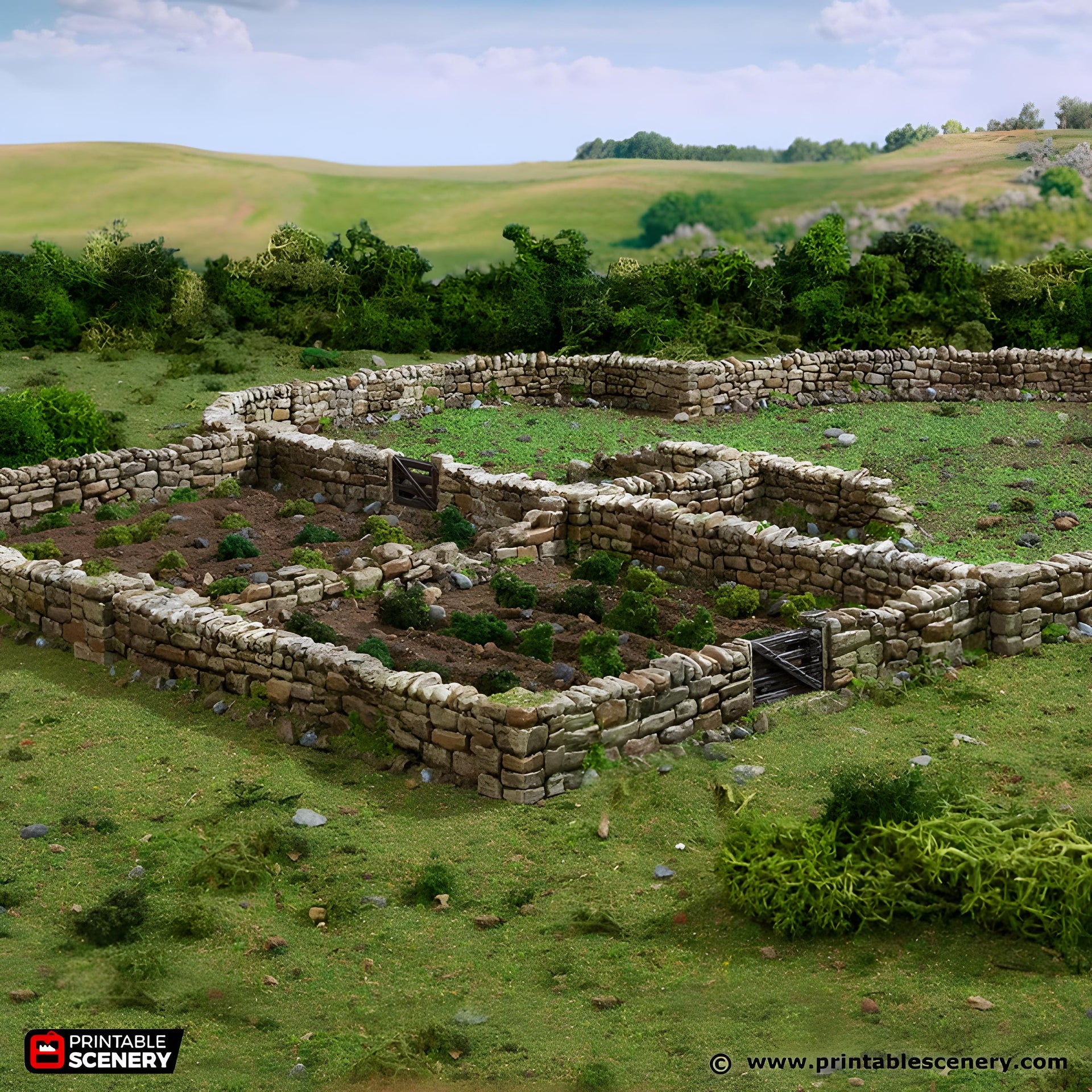 Country Low Wall. King and Country, 15mm, 28mm, 32mm - Printable Scenery | 28mm and 32mm | Wargaming | DnD | Tabletop Roleplaying