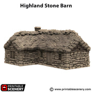 Highland Stone Barn. King and Country, 15mm, 28mm, 32mm - Printable Scenery | 28mm and 32mm | Wargaming | DnD | Tabletop Roleplaying