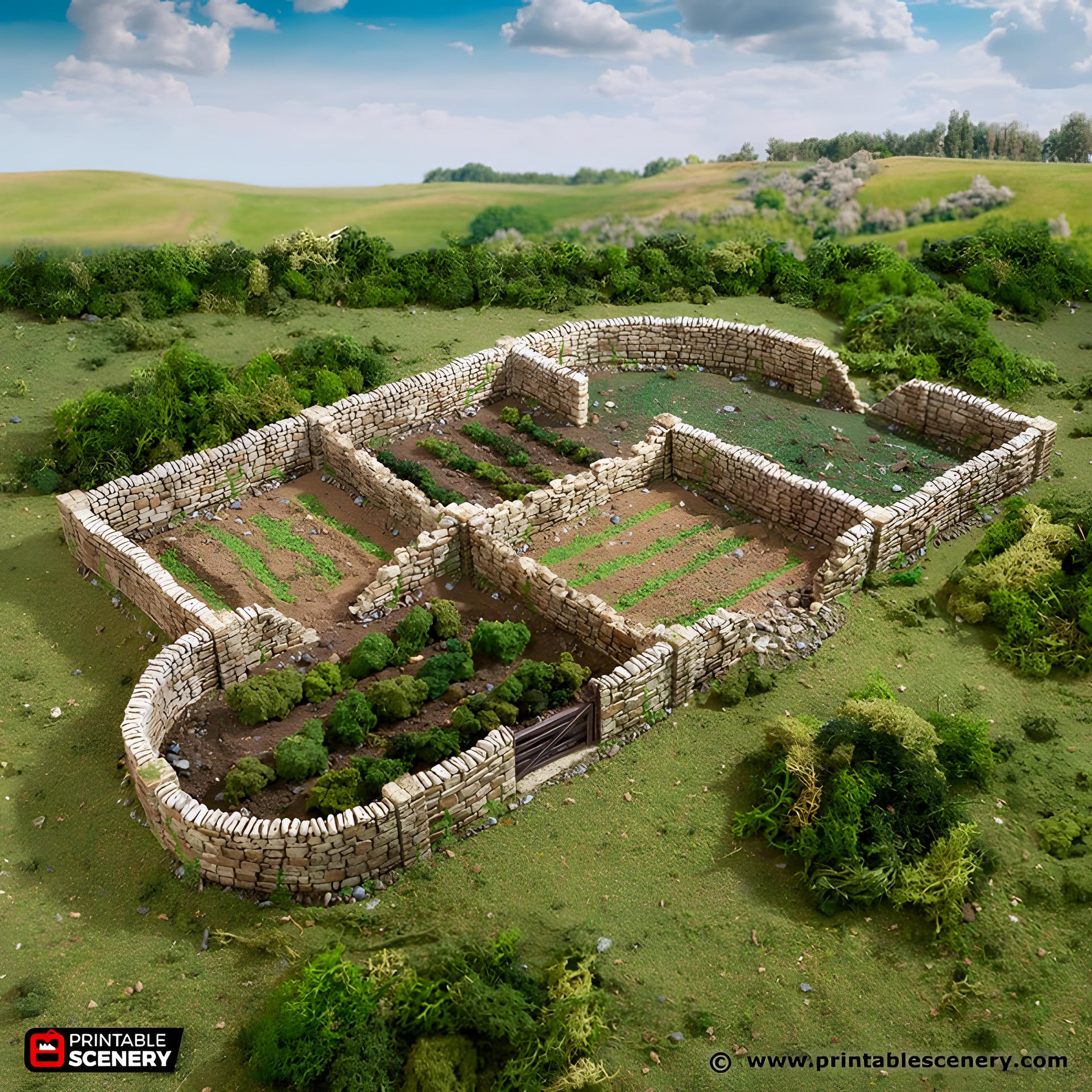 Country High Wall. King and Country, 15mm, 28mm, 32mm - Printable Scenery | 28mm and 32mm | Wargaming | DnD | Tabletop Roleplaying