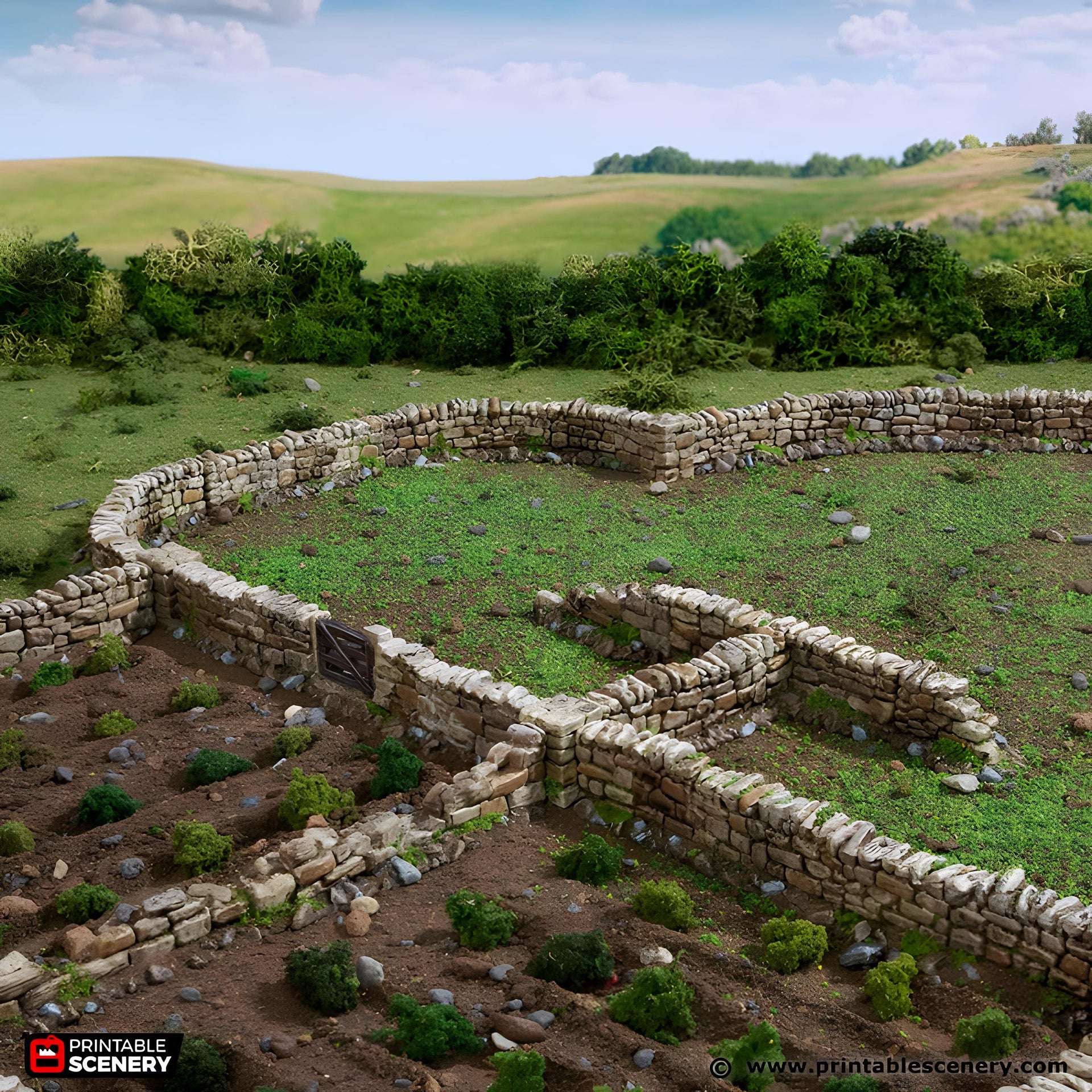 Country Low Wall. King and Country, 15mm, 28mm, 32mm - Printable Scenery | 28mm and 32mm | Wargaming | DnD | Tabletop Roleplaying