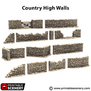 Country High Wall. King and Country, 15mm, 28mm, 32mm - Printable Scenery | 28mm and 32mm | Wargaming | DnD | Tabletop Roleplaying