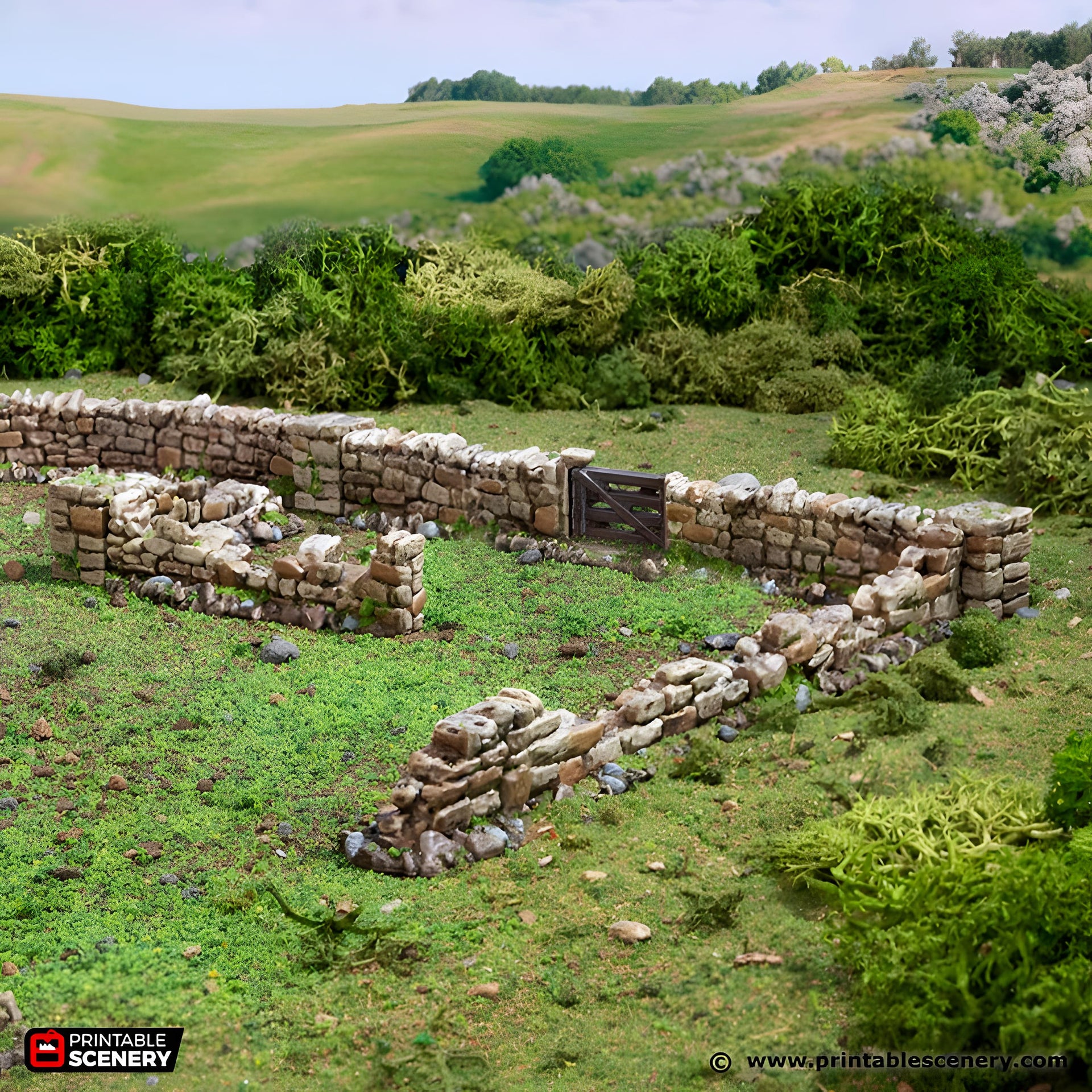 Country Low Wall. King and Country, 15mm, 28mm, 32mm - Printable Scenery | 28mm and 32mm | Wargaming | DnD | Tabletop Roleplaying