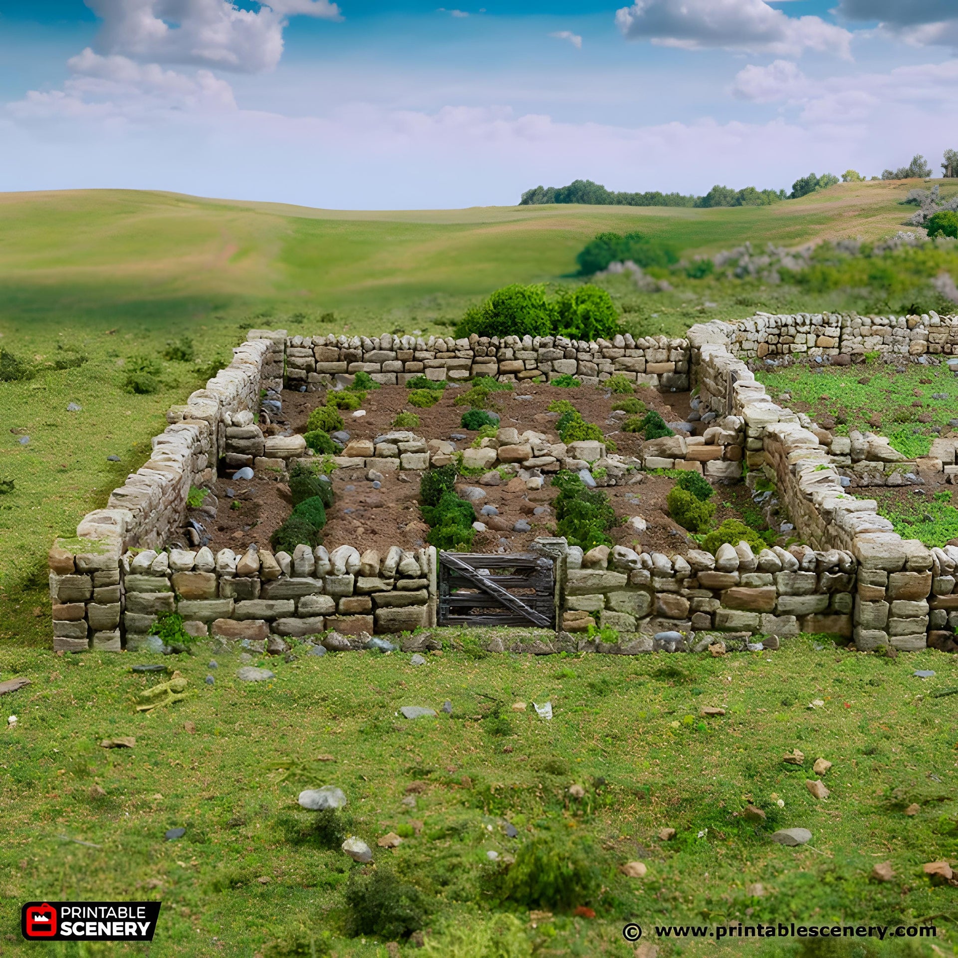 Country Low Wall. King and Country, 15mm, 28mm, 32mm - Printable Scenery | 28mm and 32mm | Wargaming | DnD | Tabletop Roleplaying