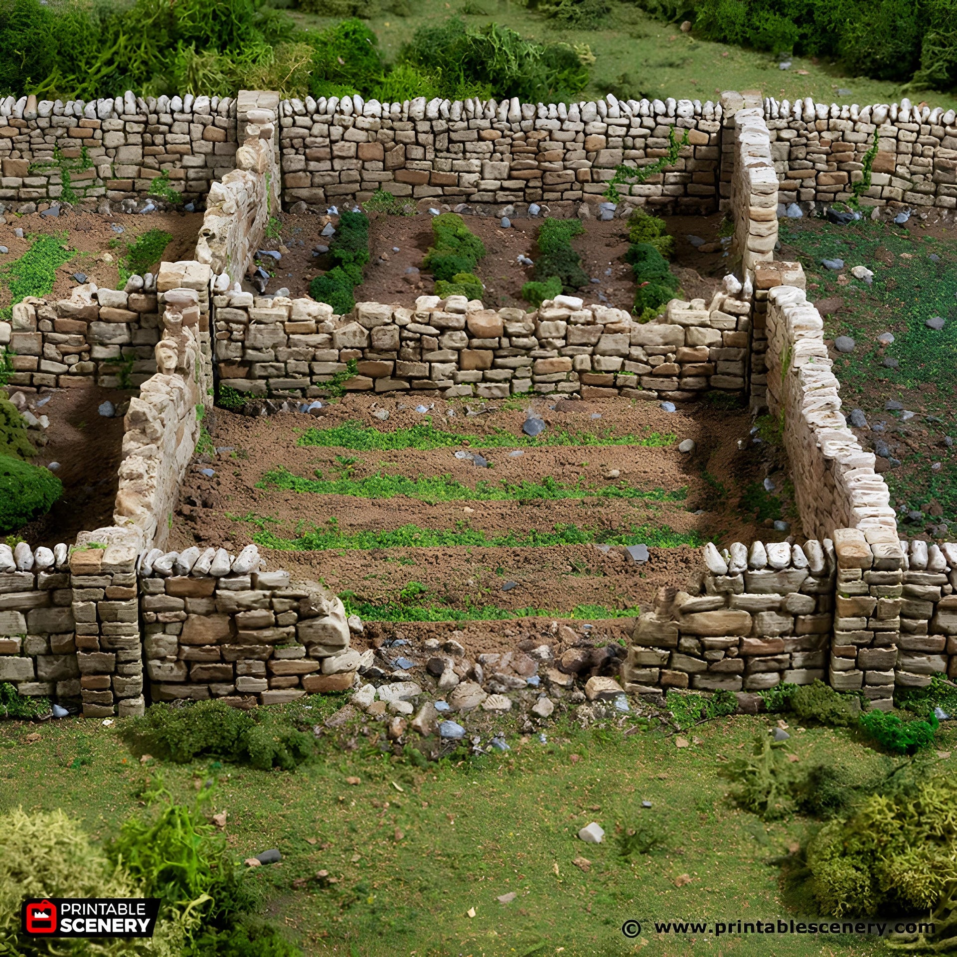 Country High Wall. King and Country, 15mm, 28mm, 32mm - Printable Scenery | 28mm and 32mm | Wargaming | DnD | Tabletop Roleplaying