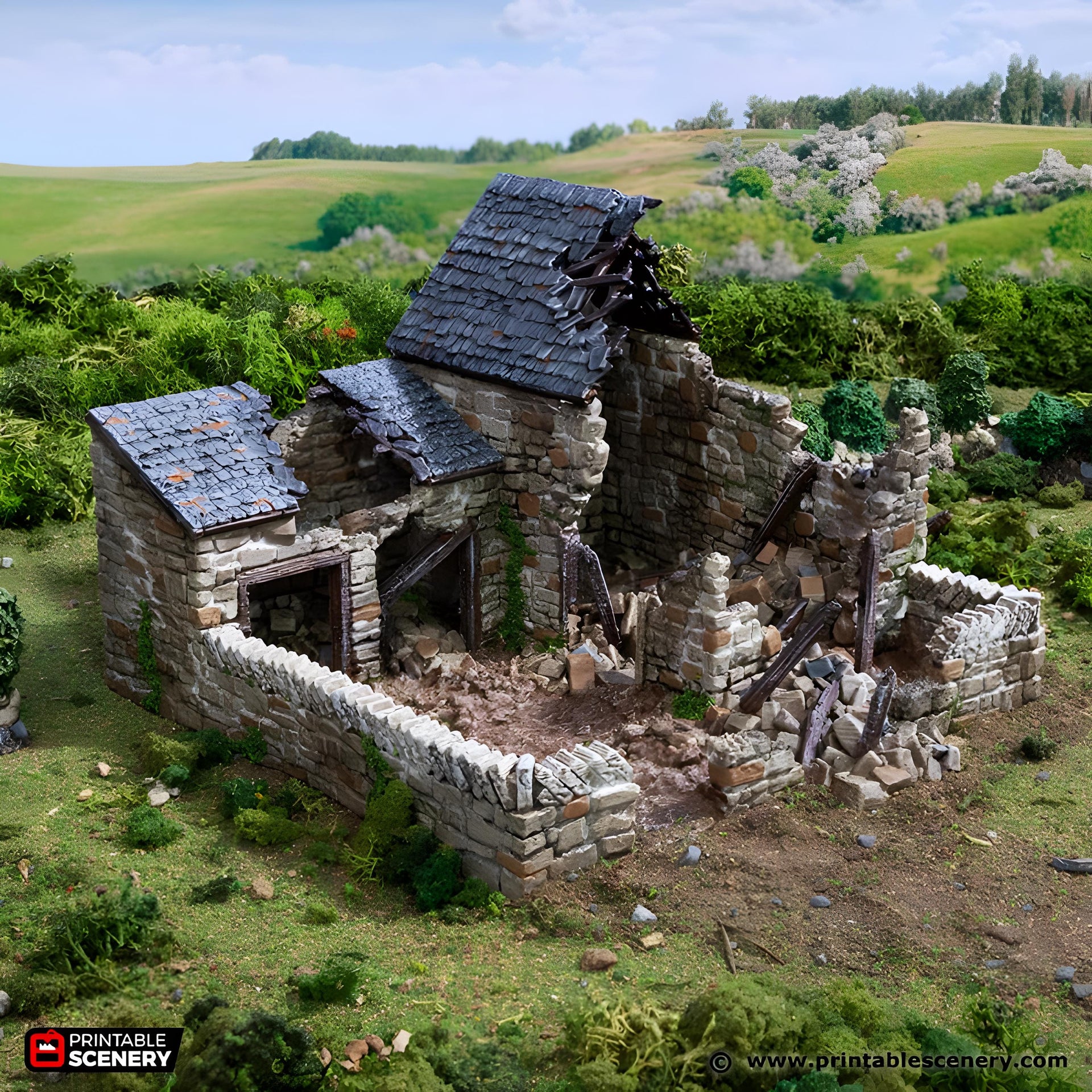 Ruined Farm Pig Pen. King and Country, 15mm, 28mm, 32mm - Printable Scenery | 28mm and 32mm | Wargaming | DnD | Tabletop Roleplaying