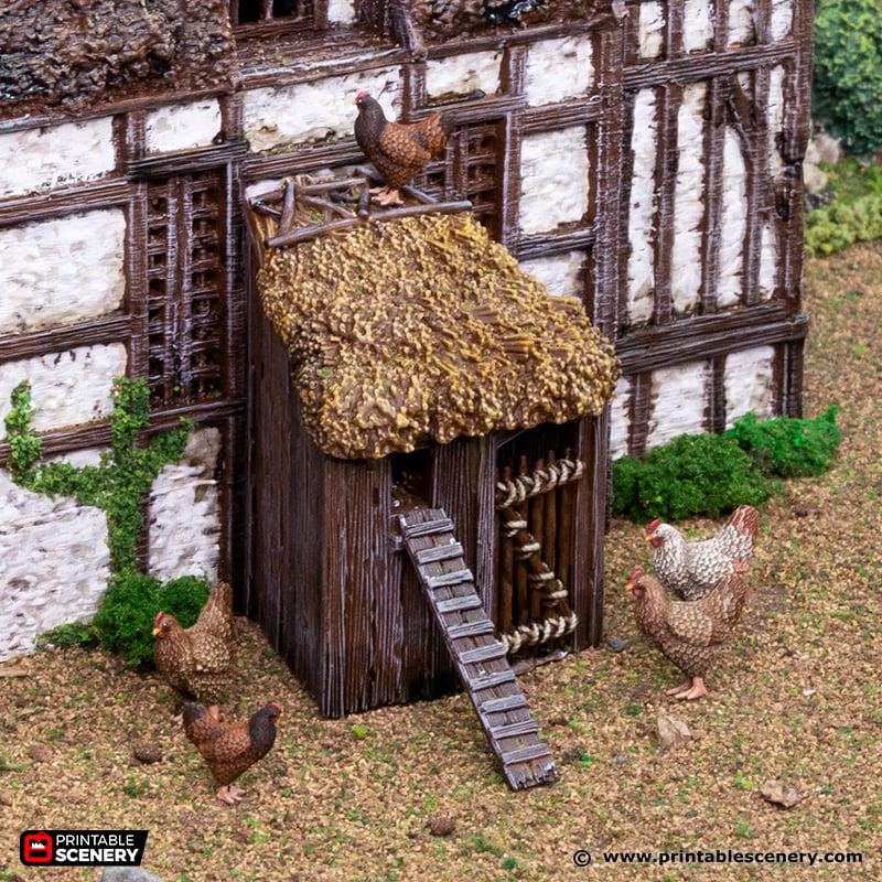 Farm Chicken Hut. King and Country, 15mm, 28mm, 32mm - Printable Scenery | 28mm and 32mm | Wargaming | DnD | Tabletop Roleplaying