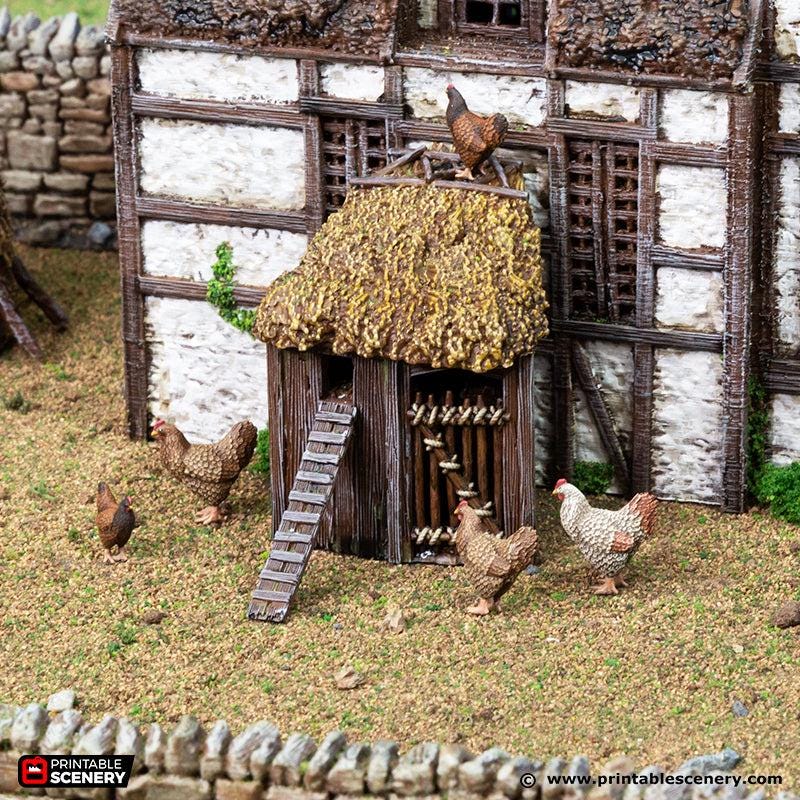 Farm Chicken Hut. King and Country, 15mm, 28mm, 32mm - Printable Scenery | 28mm and 32mm | Wargaming | DnD | Tabletop Roleplaying