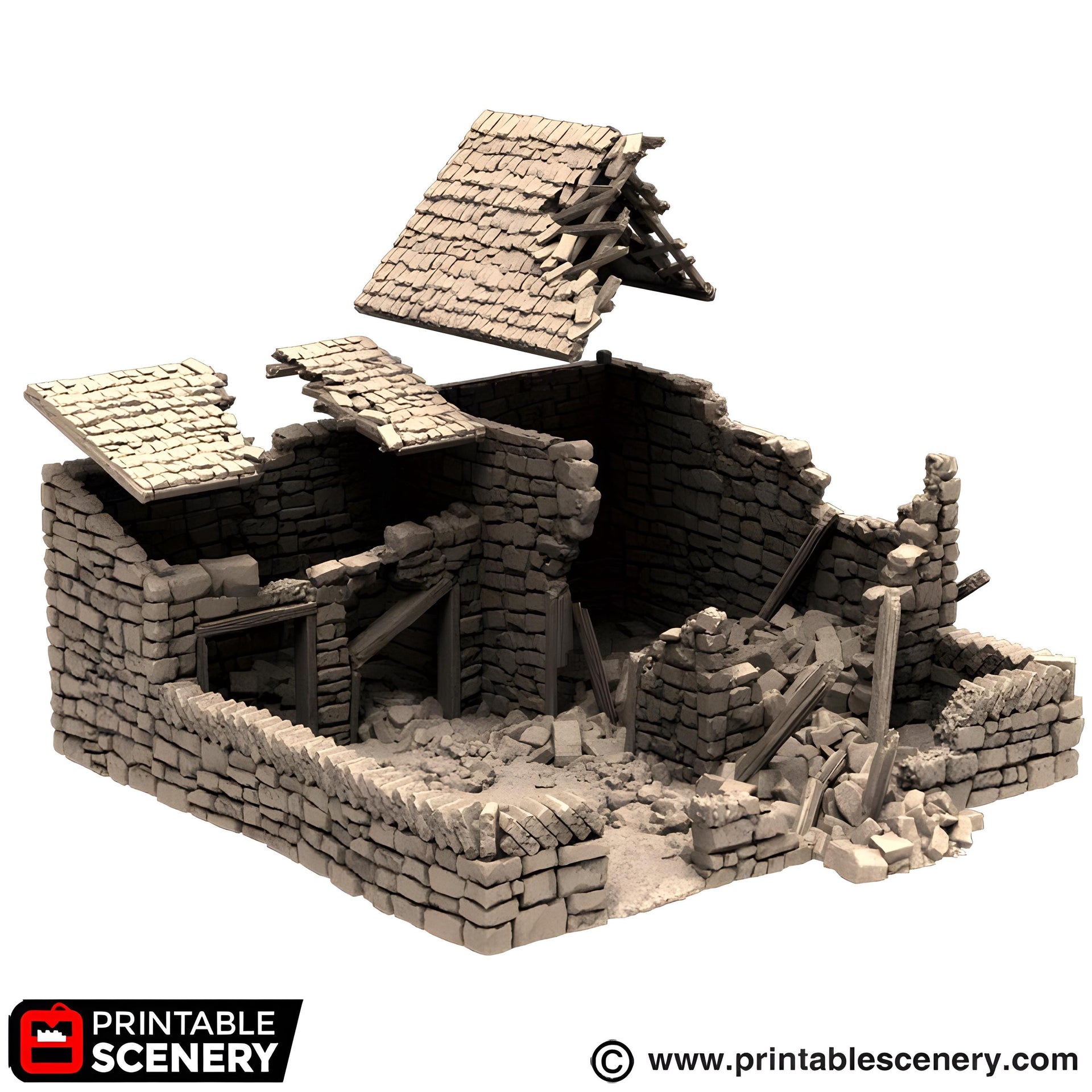 Ruined Farm Pig Pen. King and Country, 15mm, 28mm, 32mm - Printable Scenery | 28mm and 32mm | Wargaming | DnD | Tabletop Roleplaying