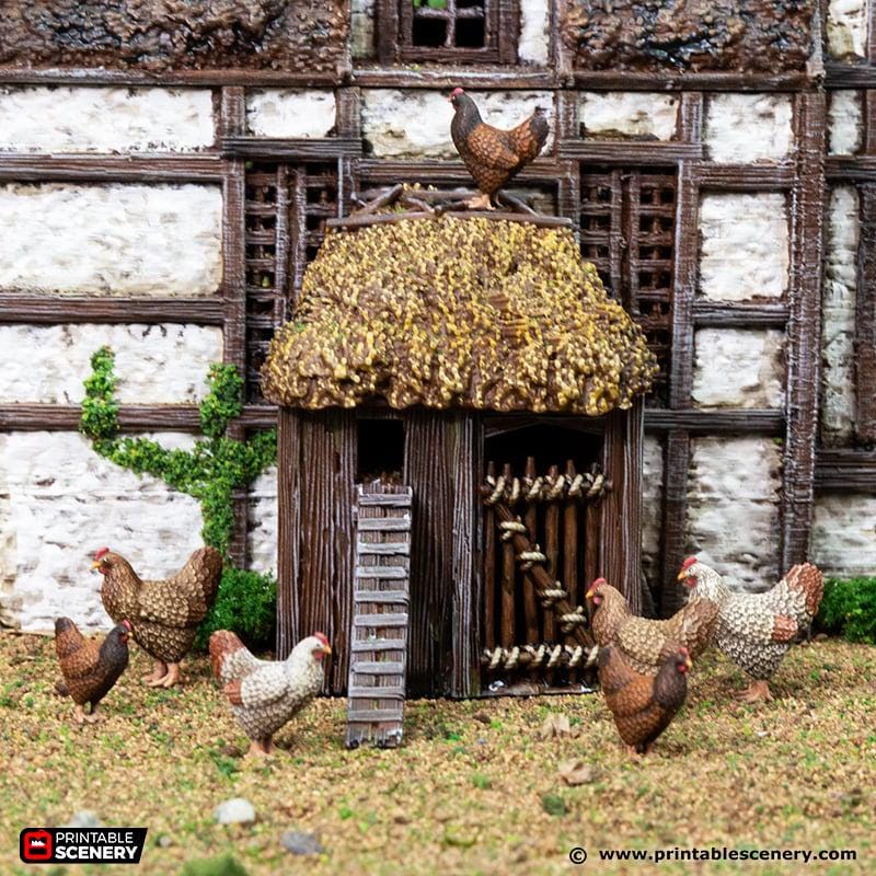 Farm Chicken Hut. King and Country, 15mm, 28mm, 32mm - Printable Scenery | 28mm and 32mm | Wargaming | DnD | Tabletop Roleplaying
