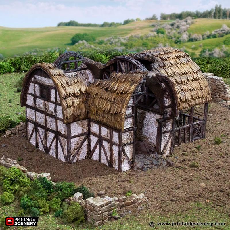 Ruined Country Stables. King and Country, 15mm, 28mm, 32mm - Printable Scenery