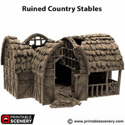 Ruined Country Stables. King and Country, 15mm, 28mm, 32mm - Printable Scenery