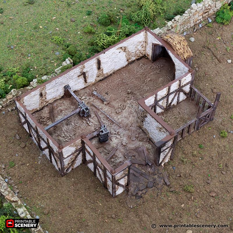 Ruined Country Stables. King and Country, 15mm, 28mm, 32mm - Printable Scenery