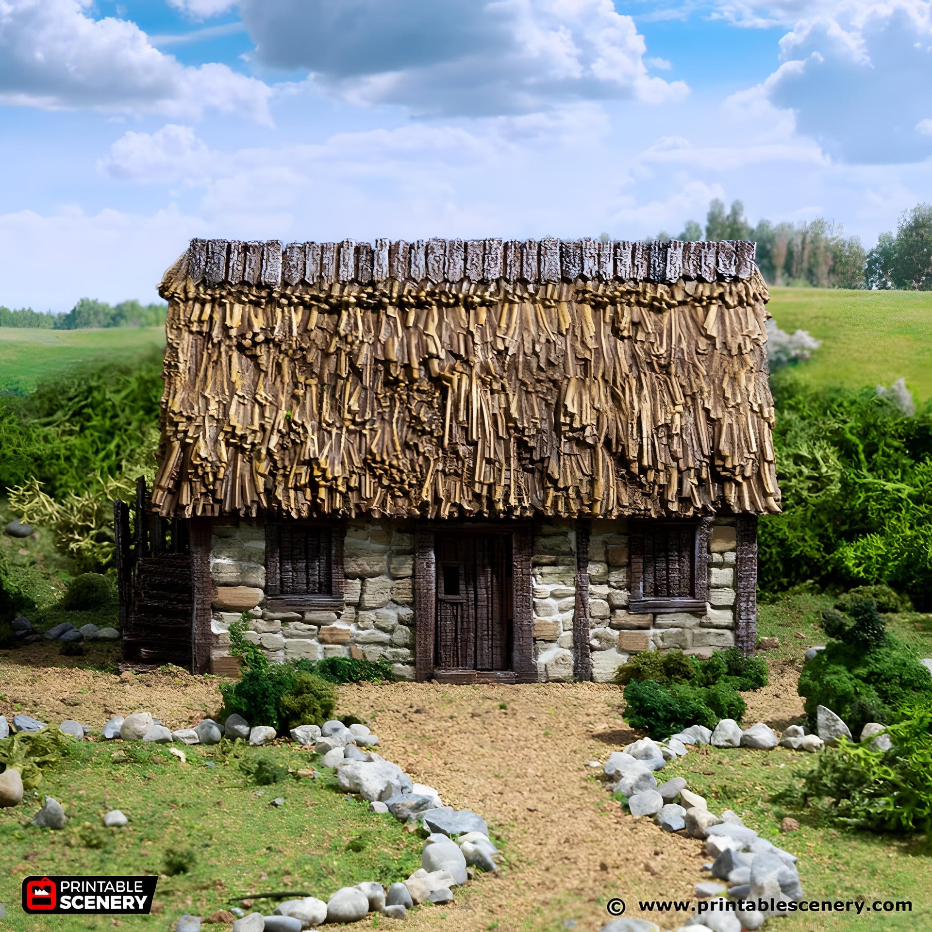 Norman Stone Barn. King and Country, 15mm, 28mm, 32mm - Printable Scenery | 28mm and 32mm | Wargaming | DnD | Tabletop Roleplaying