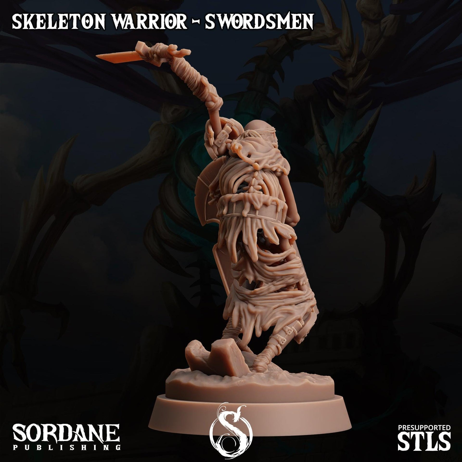 Skeleton Warrior Swordsman - Sordane Publishing | 28mm and 32mm | Wargaming | DnD | Tabletop Roleplaying