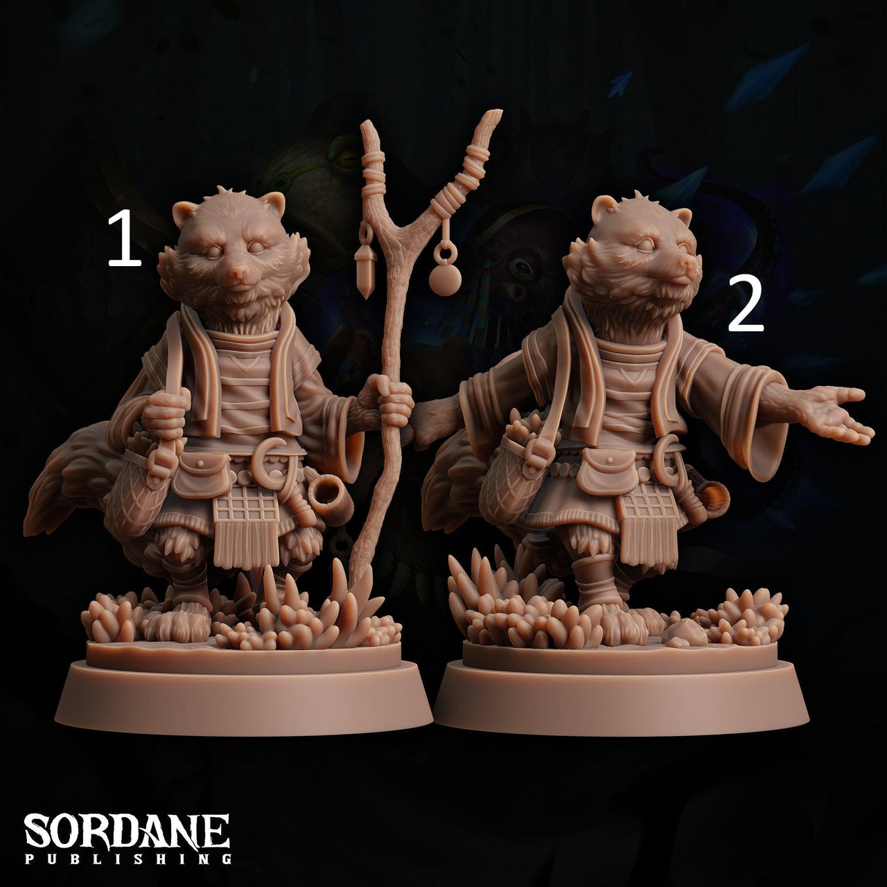 Rathkon Herbalist, Racoon Druid - Sordane Publishing | 28mm and 32mm | Wargaming | DnD | Tabletop Roleplaying