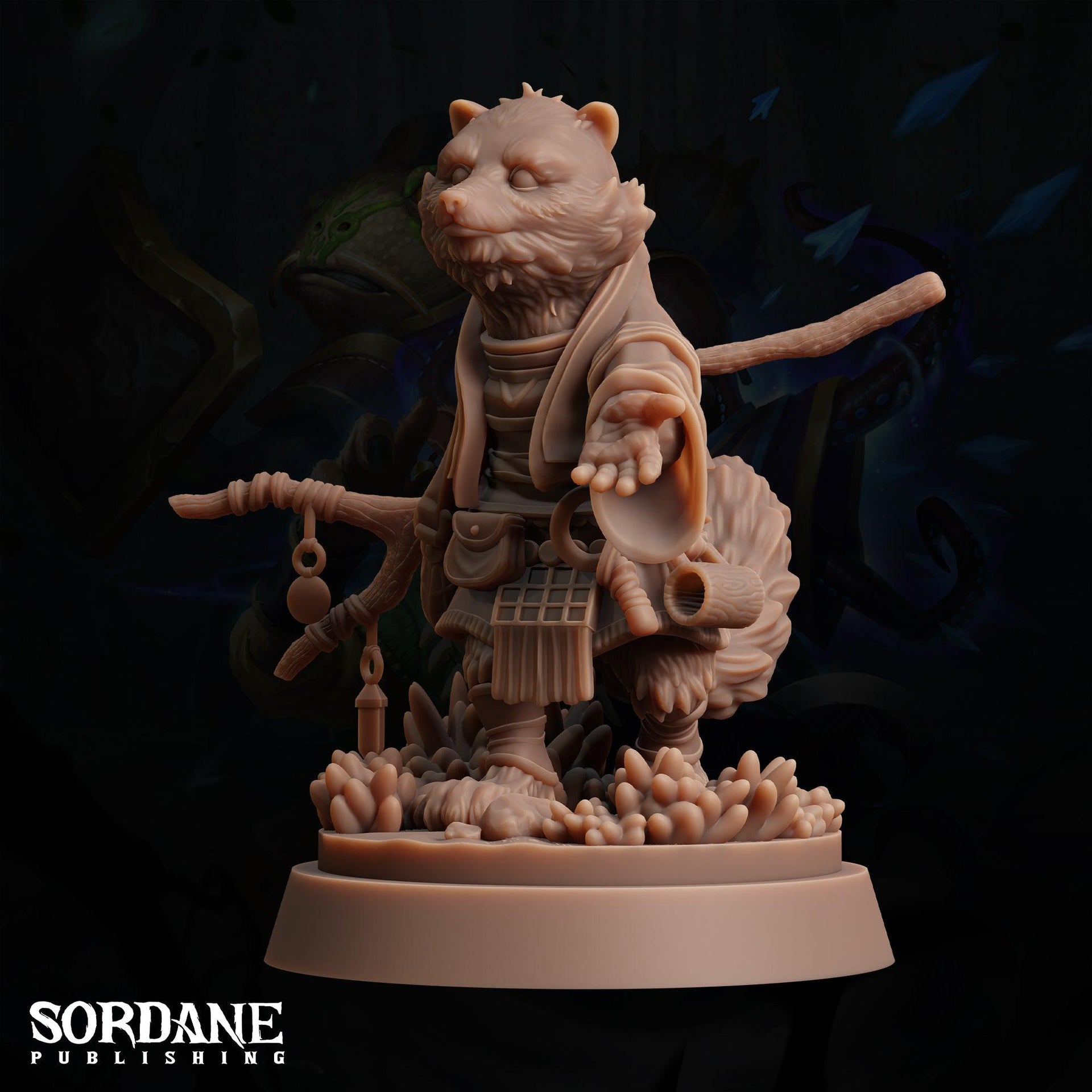 Rathkon Herbalist, Racoon Druid - Sordane Publishing | 28mm and 32mm | Wargaming | DnD | Tabletop Roleplaying