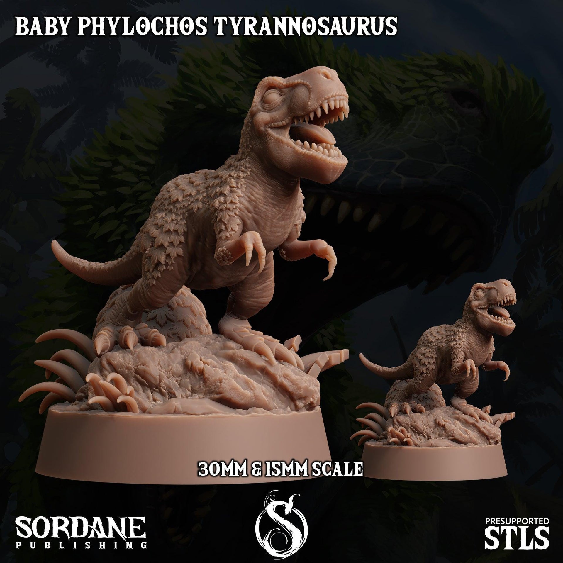 Baby Phylochos Tyrannosaurus, Tree Rex - Sordane Publishing | 28mm and 32mm | Wargaming | DnD | Tabletop Roleplaying
