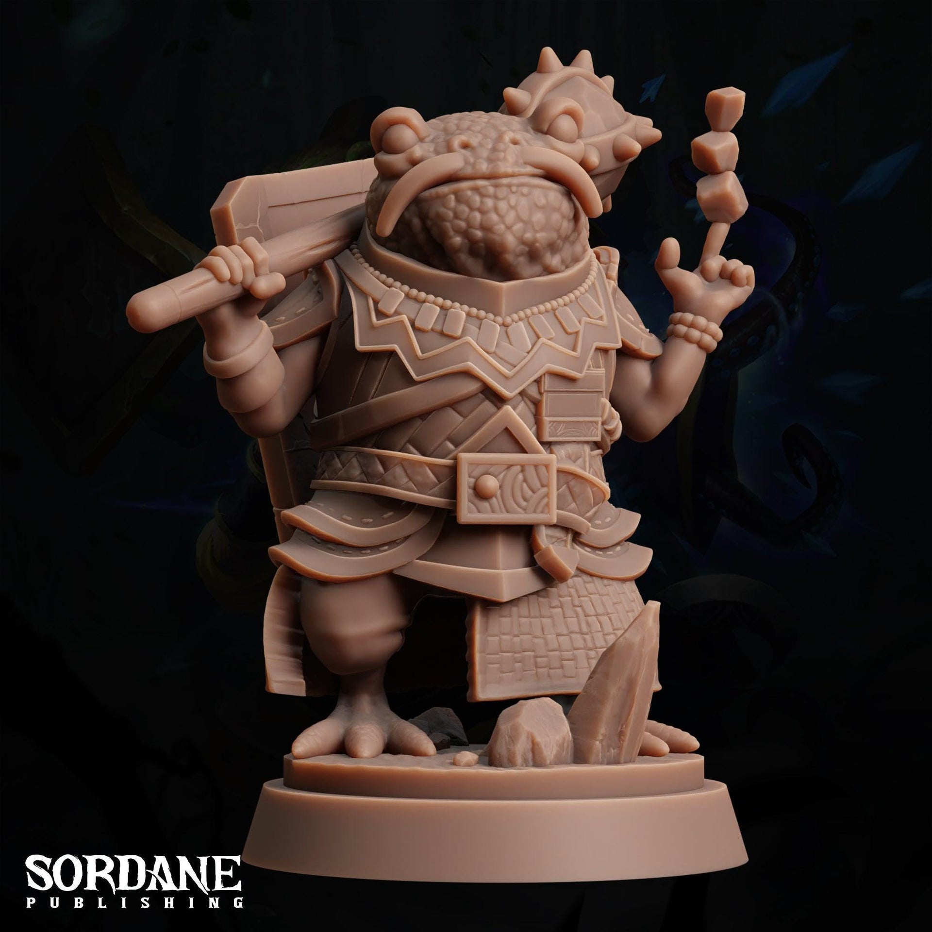 Froin Cleric, Kudmiz. Frogfolk Warrior - Sordane Publishing | 28mm and 32mm | Wargaming | DnD | Tabletop Roleplaying