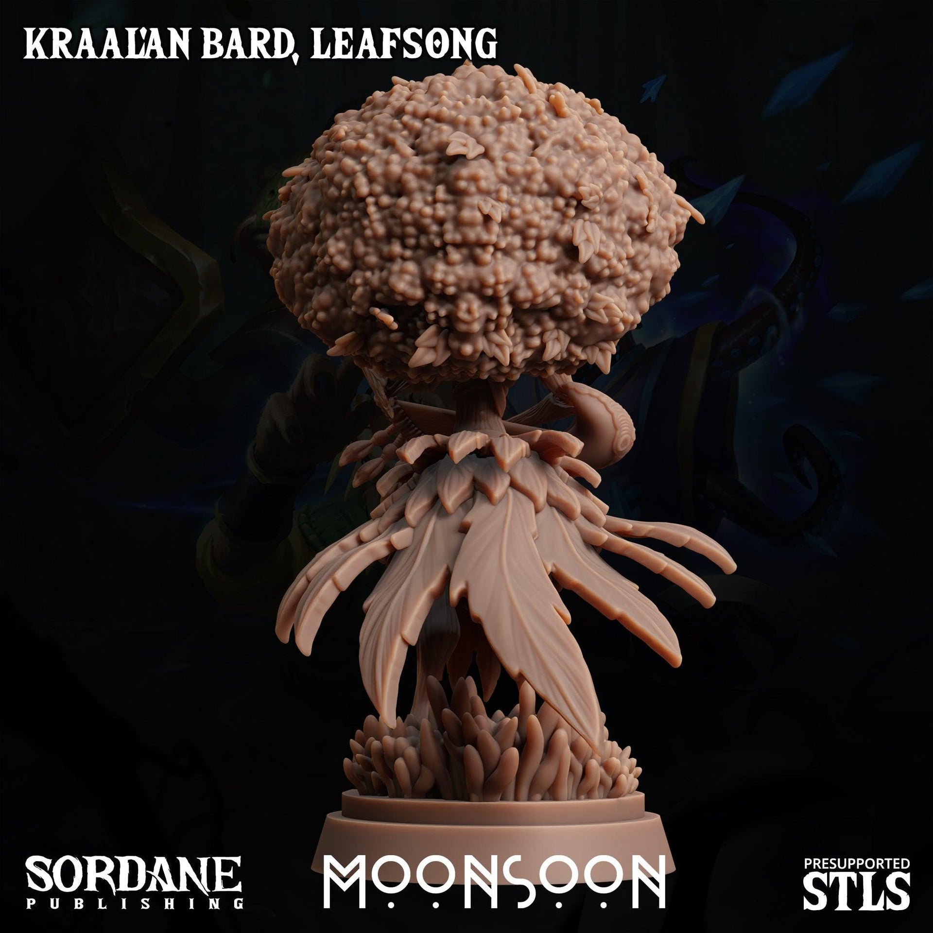 Kraalan Bard Leafsong. Tree Folk Musician - Sordane Publishing | 28mm and 32mm | Wargaming | DnD | Tabletop Roleplaying