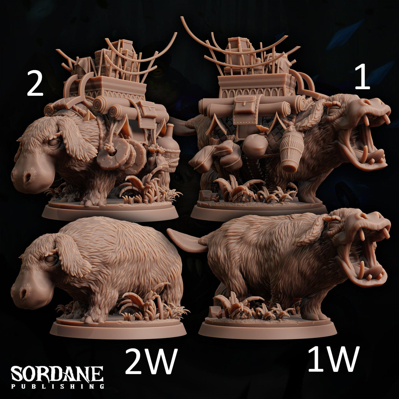 Pelk. Hairy Hippo Pack Animal- Sordane Publishing | 28mm and 32mm | Wargaming | DnD | Tabletop Roleplaying