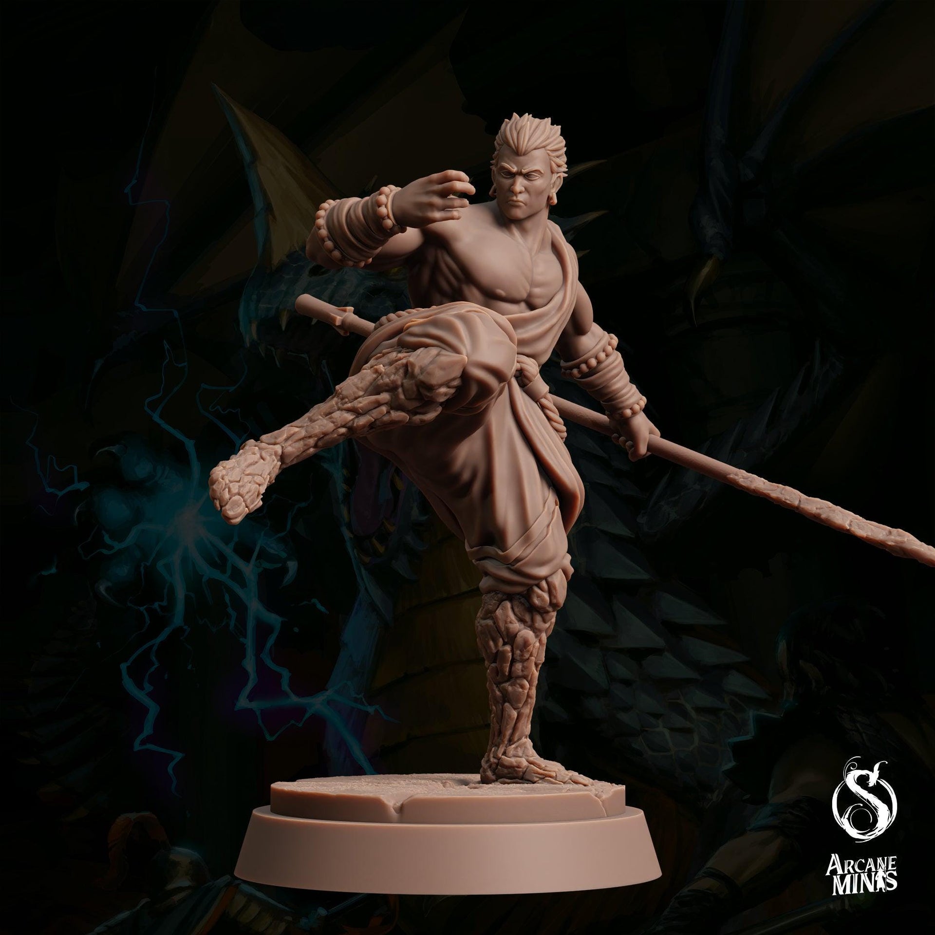 Earth Elemdar Monk - Sordane Publishing | 28mm and 32mm | Wargaming | DnD | Tabletop Roleplaying
